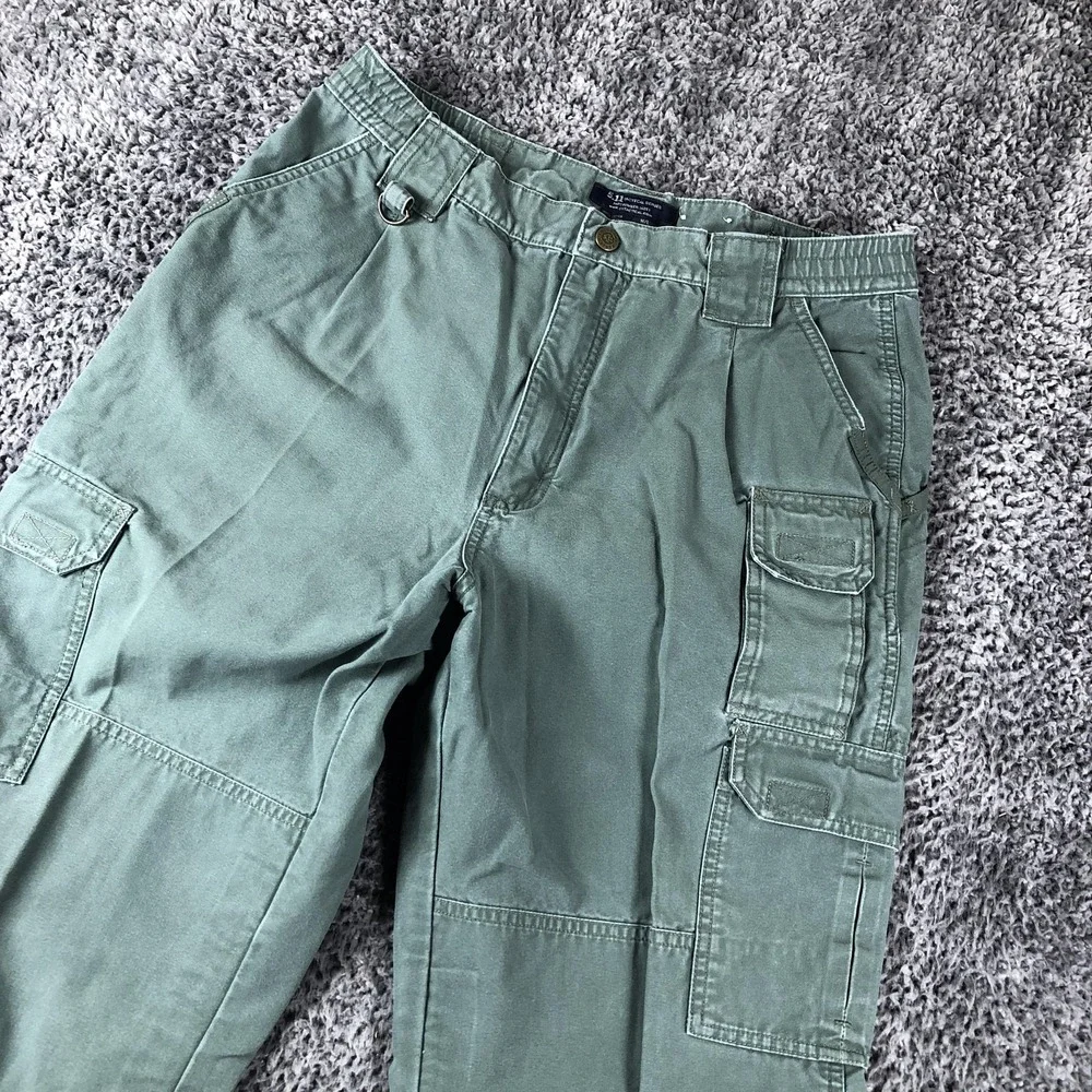 5.11 Tactical Cargo Pants Mens 32x32 Green Canvas Relaxed Fit Workwear Outdoor